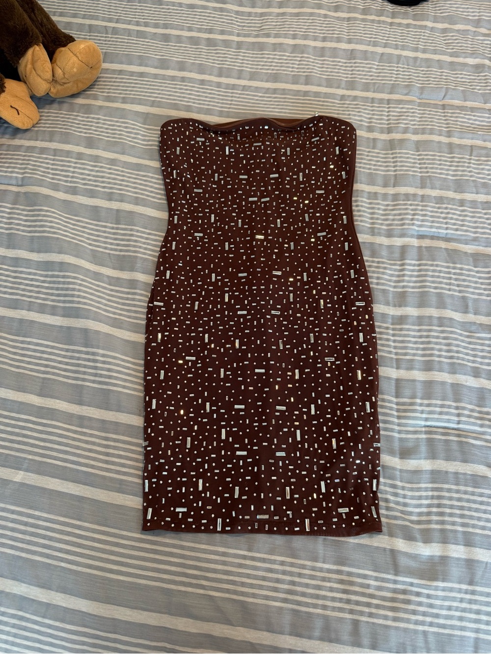 Windsor Strapless Brown Geo-Print Bodycon Dress